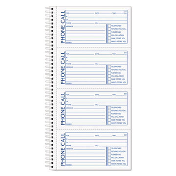 TOPS™ Spiralbound Message Book, Two-part Carbonless, 2.75 X 5, 4-page, 200 Forms freeshipping - TVN Wholesale